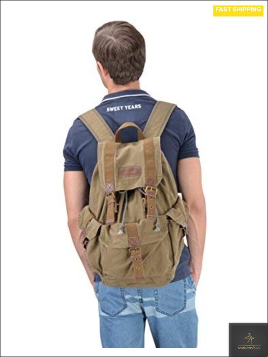 High Density Thick Canvas Backpack Rucksack - Fits 17 Inch Laptop - Heavy Duty